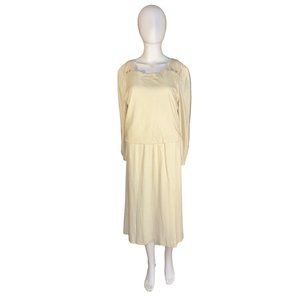 Vintage 1980s Flounced Dress Drop Waist Off White